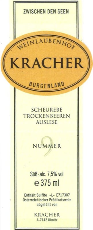 Kracher Trockenbeerenauslese Kollektion Scheurebe 2011 Front Label