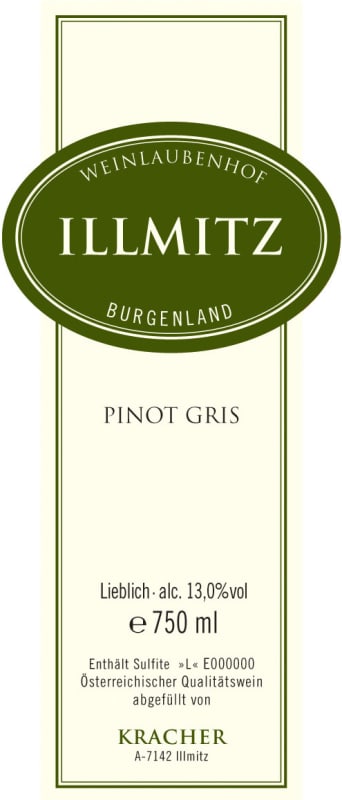 Kracher Illmitz Pinot Gris 2008 Front Label