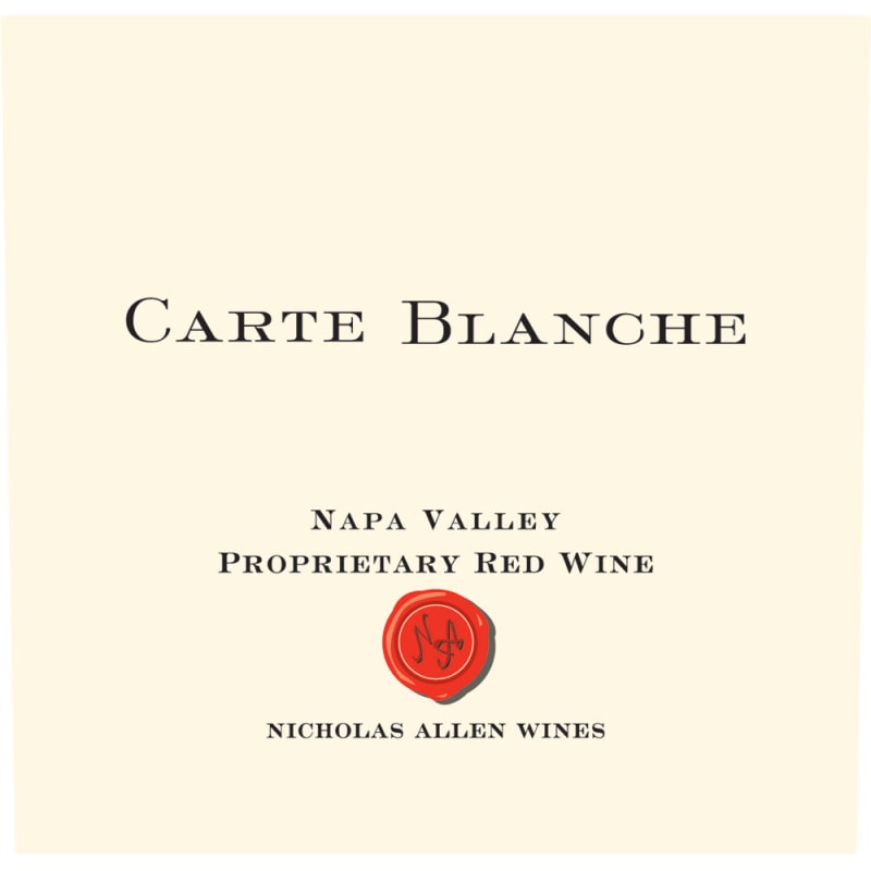 Nicholas Allen Wines Carte Blanche Proprietary Red 2010 Front Label