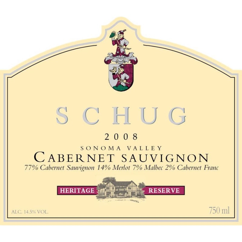 Schug Heritage Reserve Cabernet Sauvignon 2008 Front Label