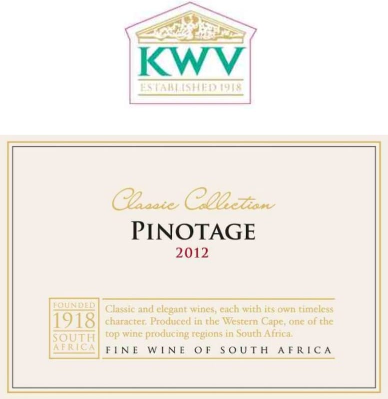 KWV Classic Collection Pinotage 2012 Front Label
