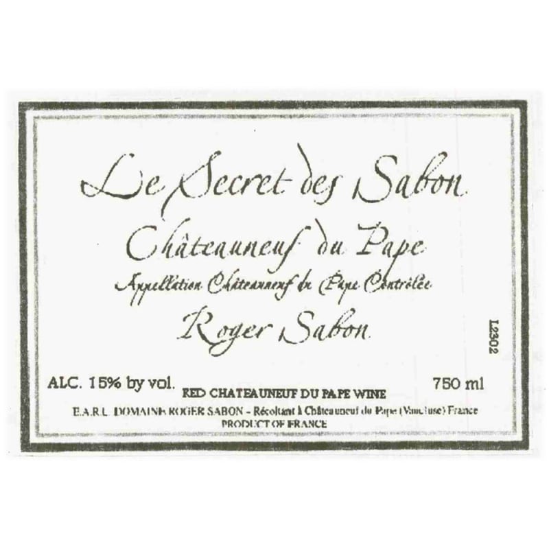 Roger Sabon Chateauneuf-du-Pape Le Secret des Sabon 2003 Front Label