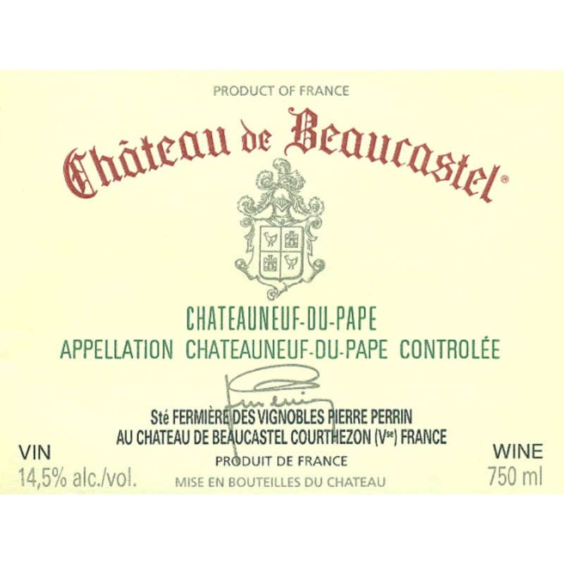 Chateau de Beaucastel Chateauneuf-du-Pape Blanc 2012 Front Label