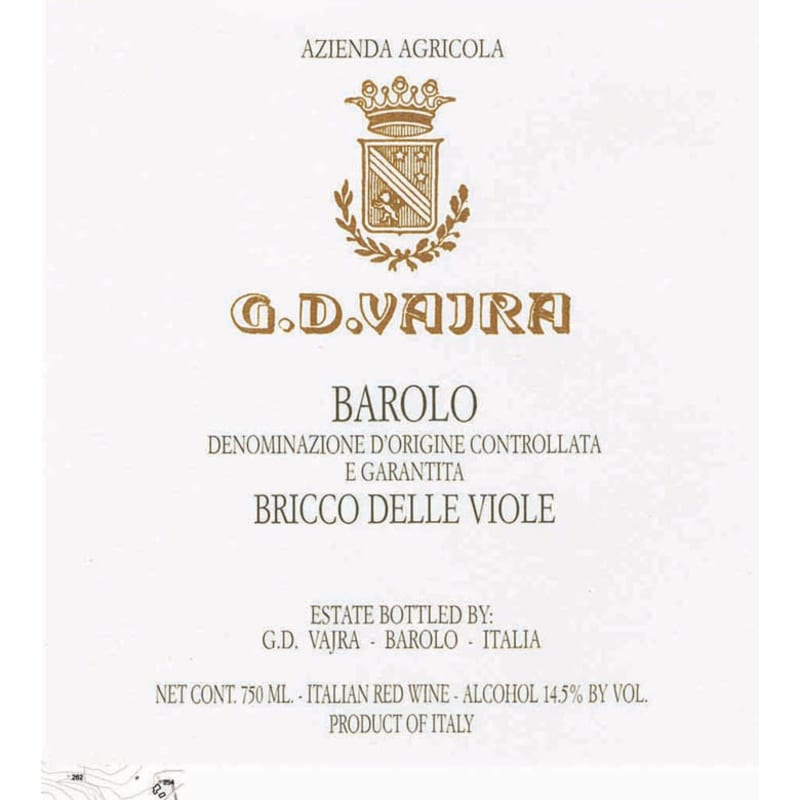 G.D. Vajra Barolo Bricco Delle Viole 2009 Front Label