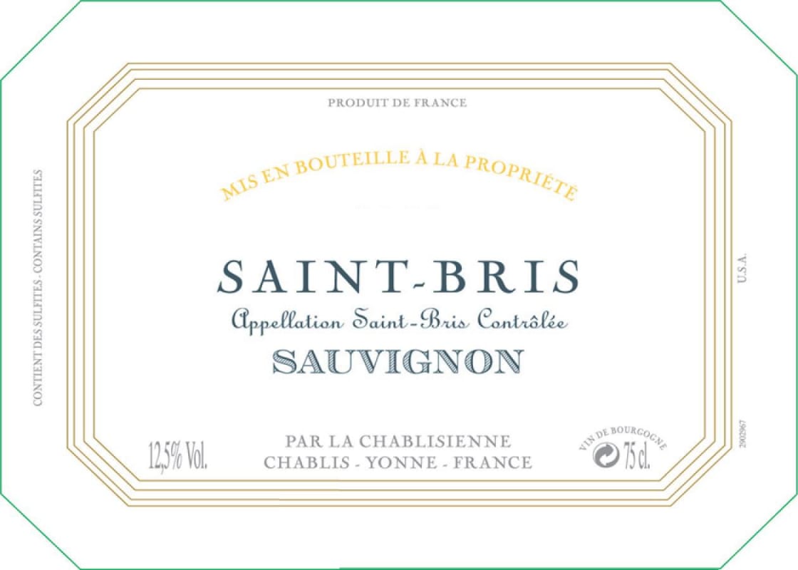 La Chablisienne Saint-Bris Sauvignon Blanc 2013 Front Label