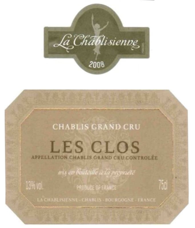 La Chablisienne Chablis Les Clos Grand Cru 2008 Front Label