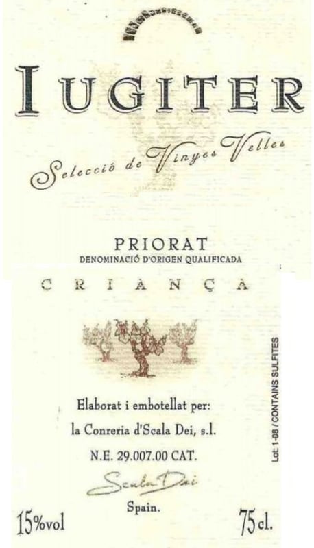 Conreria d'Scala Dei Iugiter Crianza 2009 Front Label