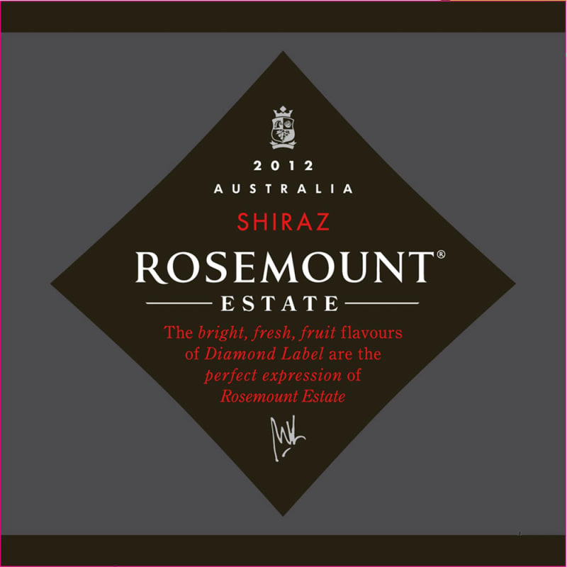 Rosemount Diamond Shiraz 2012 Front Label