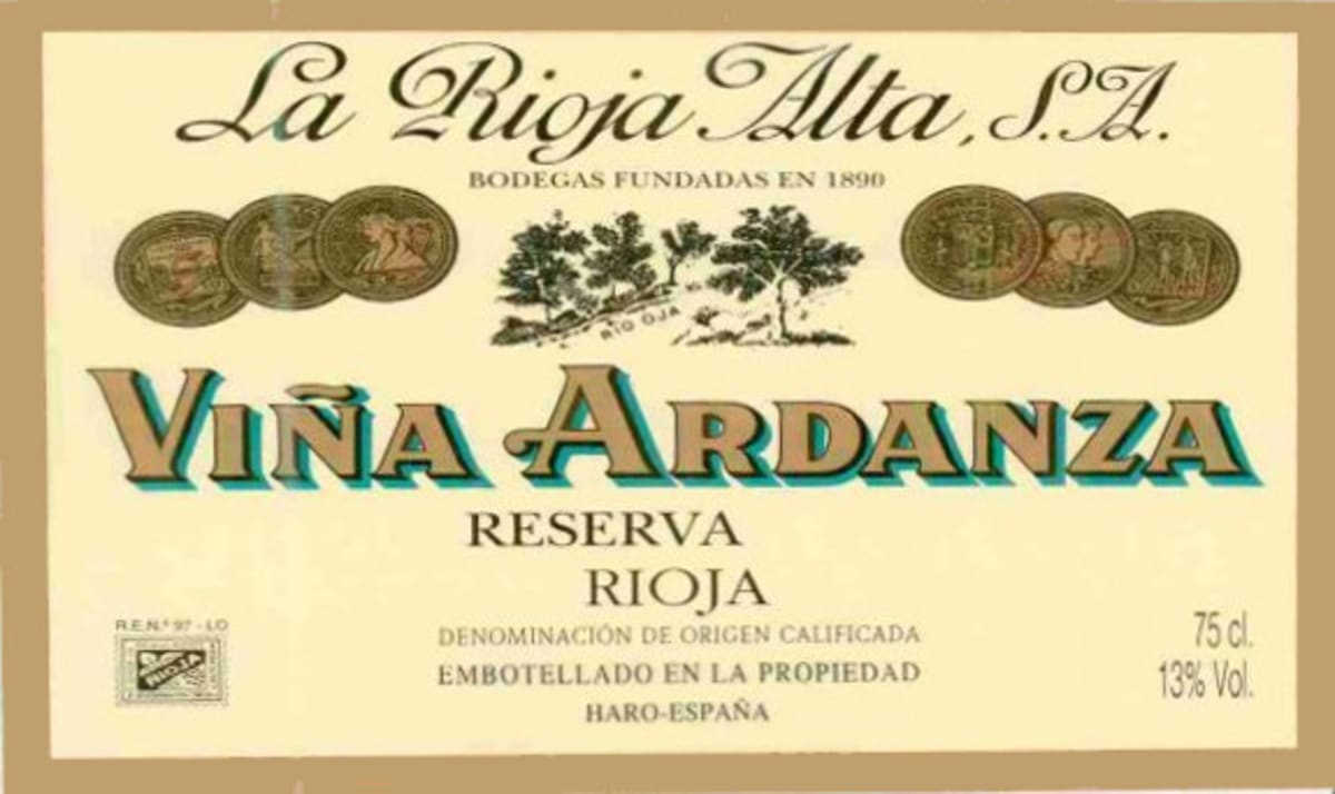La Rioja Alta La Vina Ardanza Rioja Reserva 2007 Front Label