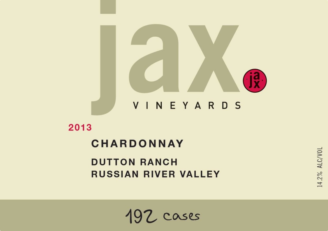 Jax Vineyards Dutton Ranch Chardonnay 2013 Front Label