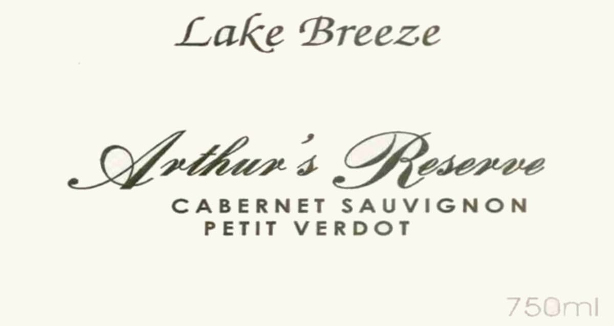 Lake Breeze Arthur's Reserve 2012 Front Label