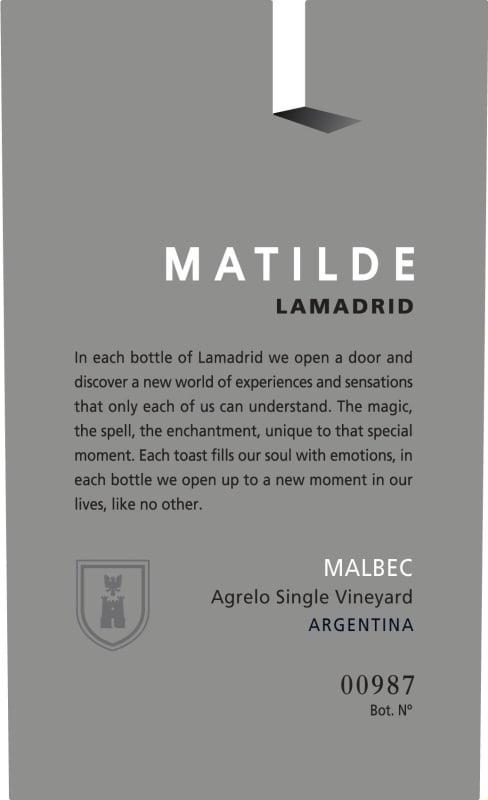 Lamadrid Matilde Single Vineyard Malbec 2007 Front Label