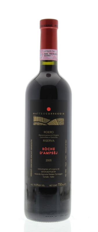 Matteo Correggia Roero Riserva Roche d'Ampsej 2005 Front Bottle Shot