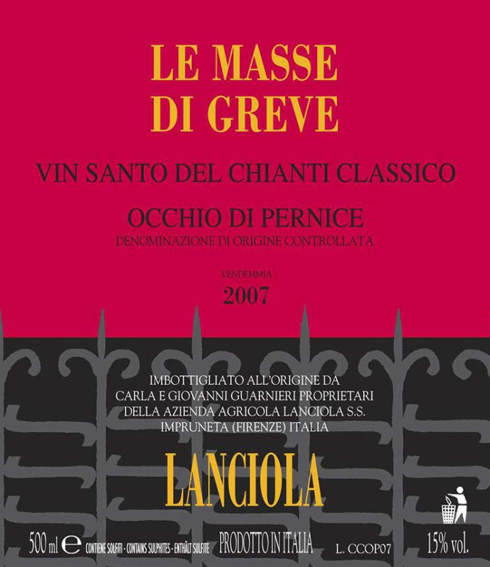 Lanciola Le Masse di Greve Vin Santo del Chianti Classico 2007 Front Label