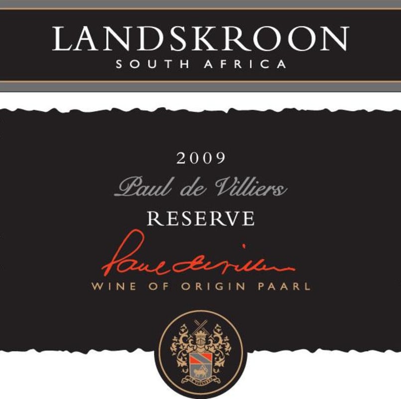 Landskroon Paarl Paul de Villiers Reserve 2009 Front Label