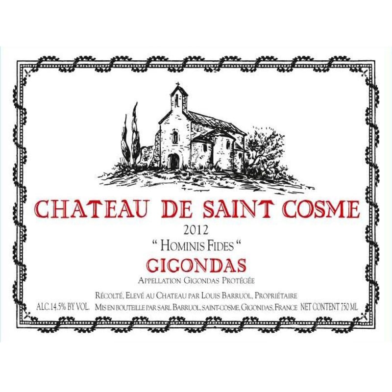 Chateau de Saint Cosme Gigondas Hominis Fides 2012 Front Label