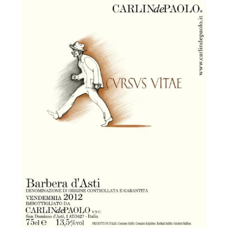 Carlin de Paolo Barbera d'Asti 2012 Front Label