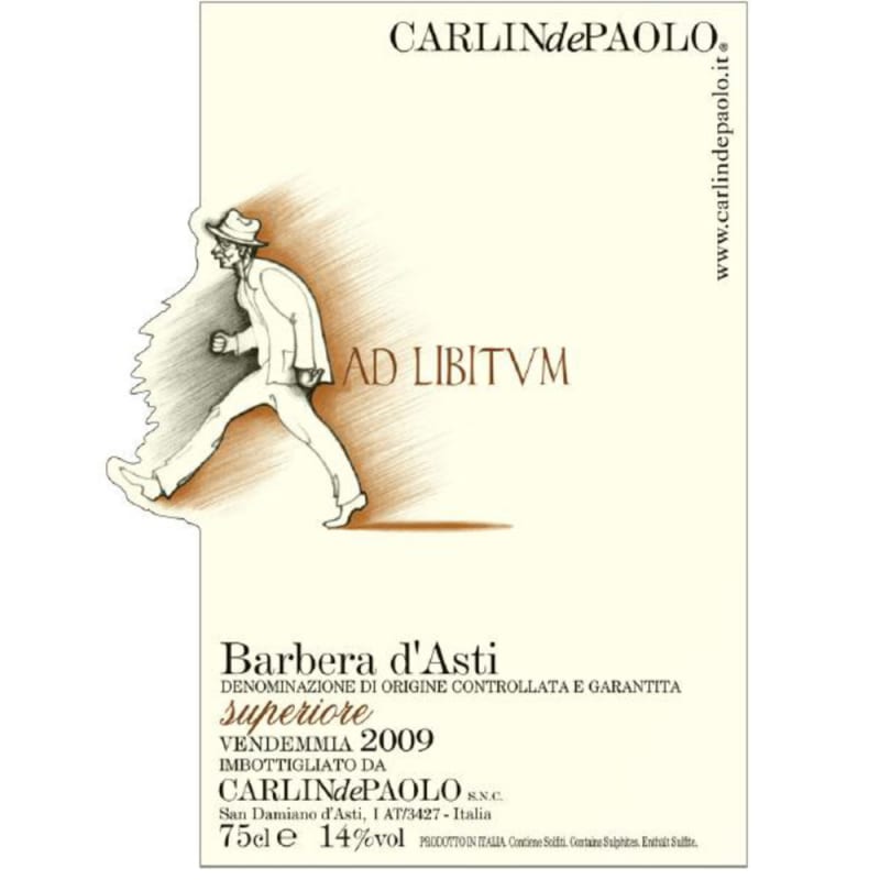 Carlin de Paolo Barbera d'Asti Superiore 2010 Front Label