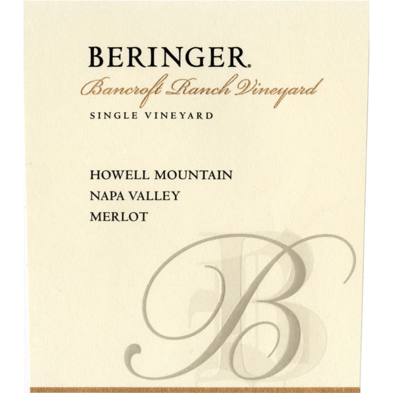Beringer Howell Mountain Bancroft Ranch Merlot 1994 Front Label
