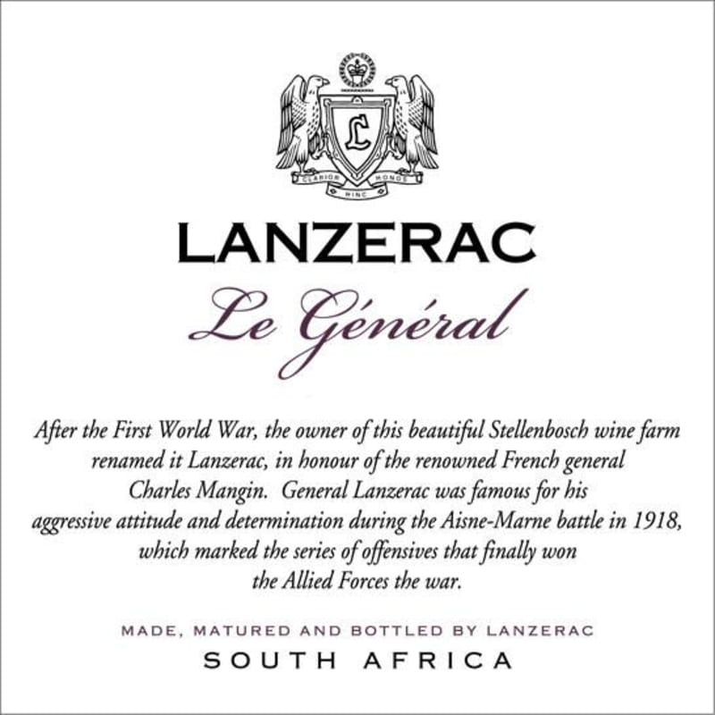 Lanzerac Le General 2013 Front Label