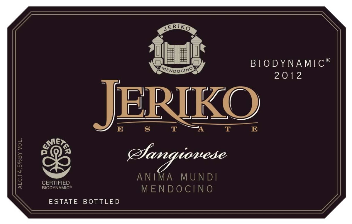 Jeriko Estate Anima Mundi Sangiovese 2012 Front Label