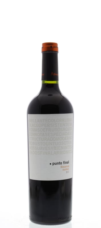 Bodegas Renacer Punto Final Malbec Reserva 2012 Front Bottle Shot