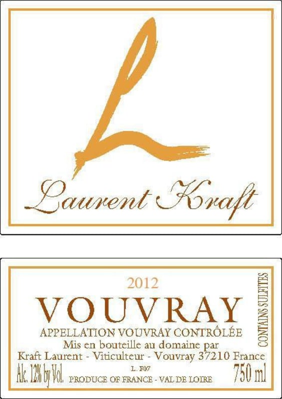 Laurent Kraft Vouvray 2012 Front Label