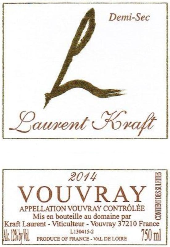 Laurent Kraft Vouvray 2014 Front Label