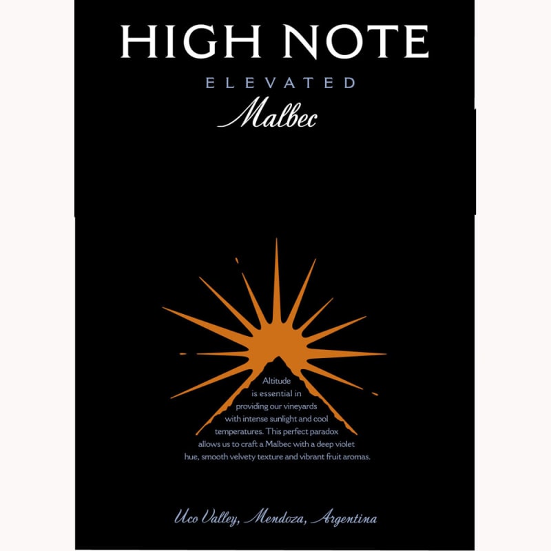 High Note Elevated Malbec 2012 Front Label
