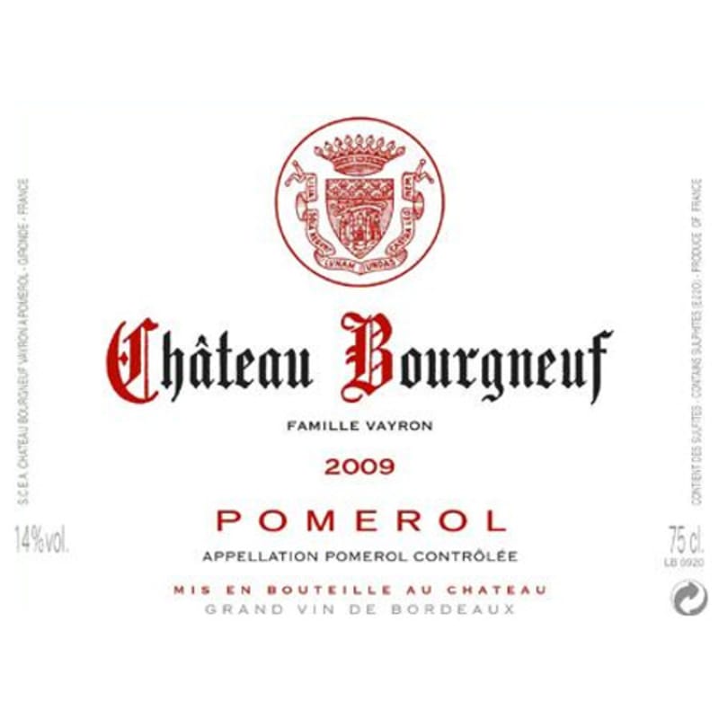 Chateau Bourgneuf 2009 Front Label