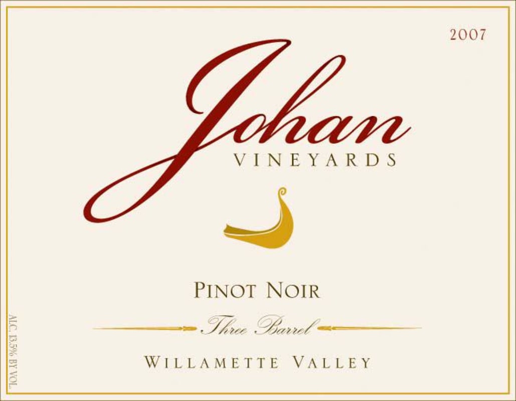 Johan Vineyards Three Barrel Pinot Noir 2007 Front Label