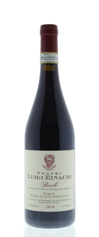 Luigi Einaudi Barolo Terlo Vigna Costa Grimaldi 2010 Front Bottle Shot