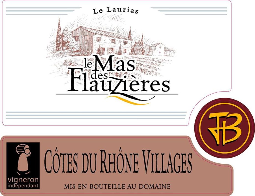 Le Mas Des Flauzieres Cotes du Rhone Villages Le Laurias 2014 Front Label