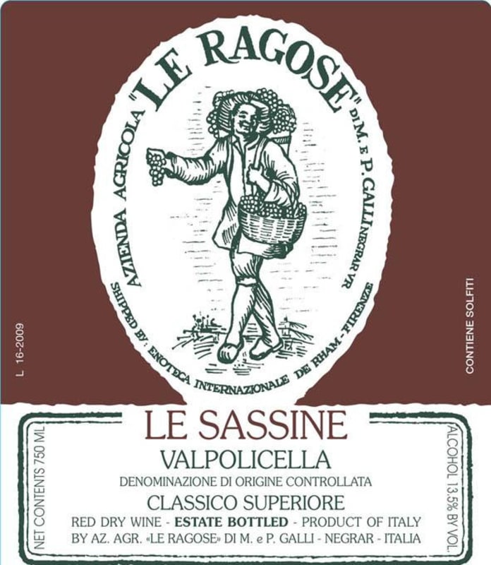 Le Ragose Valpolicella Ripasso Classico Le Sassine Superiore 2011 Front Label