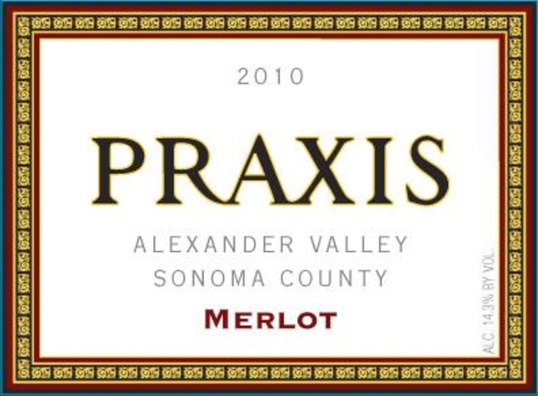 Praxis Cellars Praxis Merlot 2010 Front Label