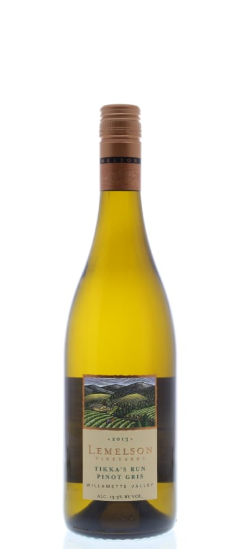 Lemelson Tikka's Run Pinot Gris 2013 Front Bottle Shot
