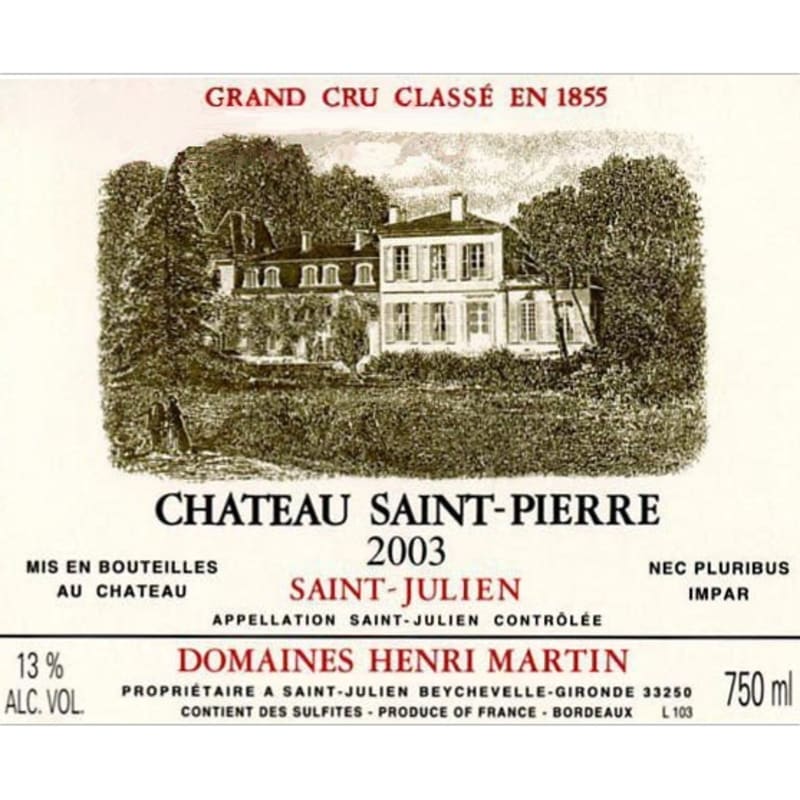 Chateau Saint-Pierre 2003 Front Label