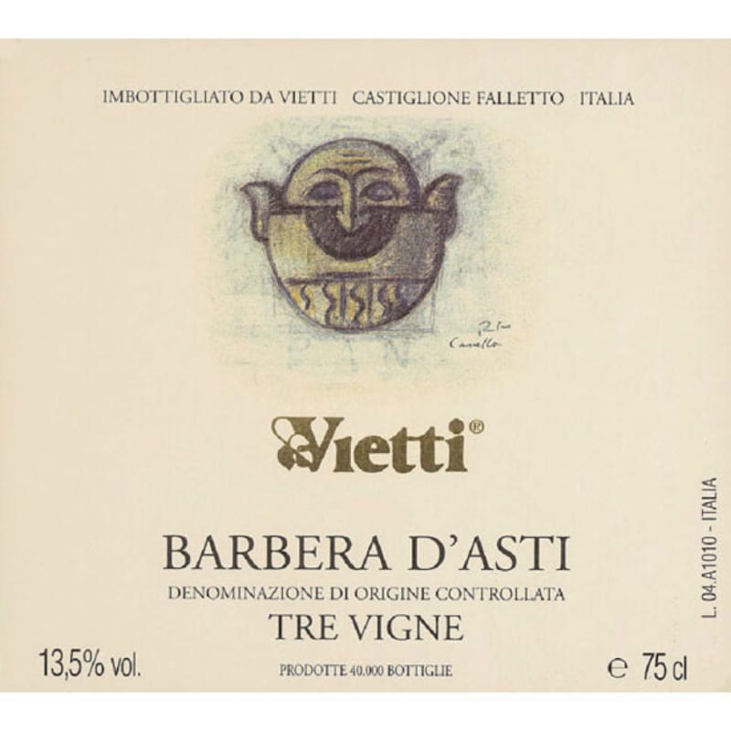 Vietti Barbera d'Asti Tre Vigne 2012 Front Label