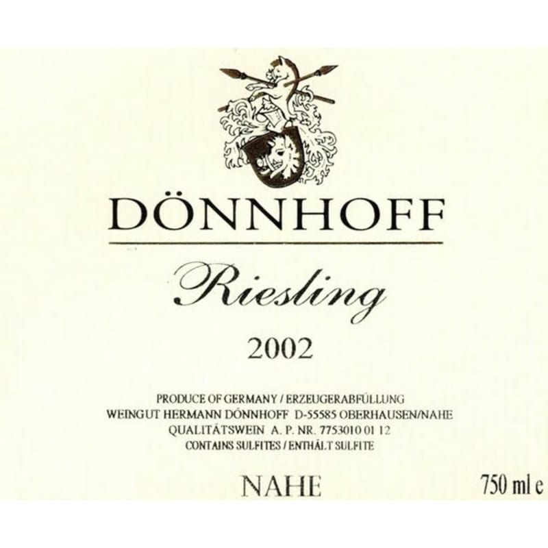 Donnhoff Riesling Qualitswein 2002 Front Label