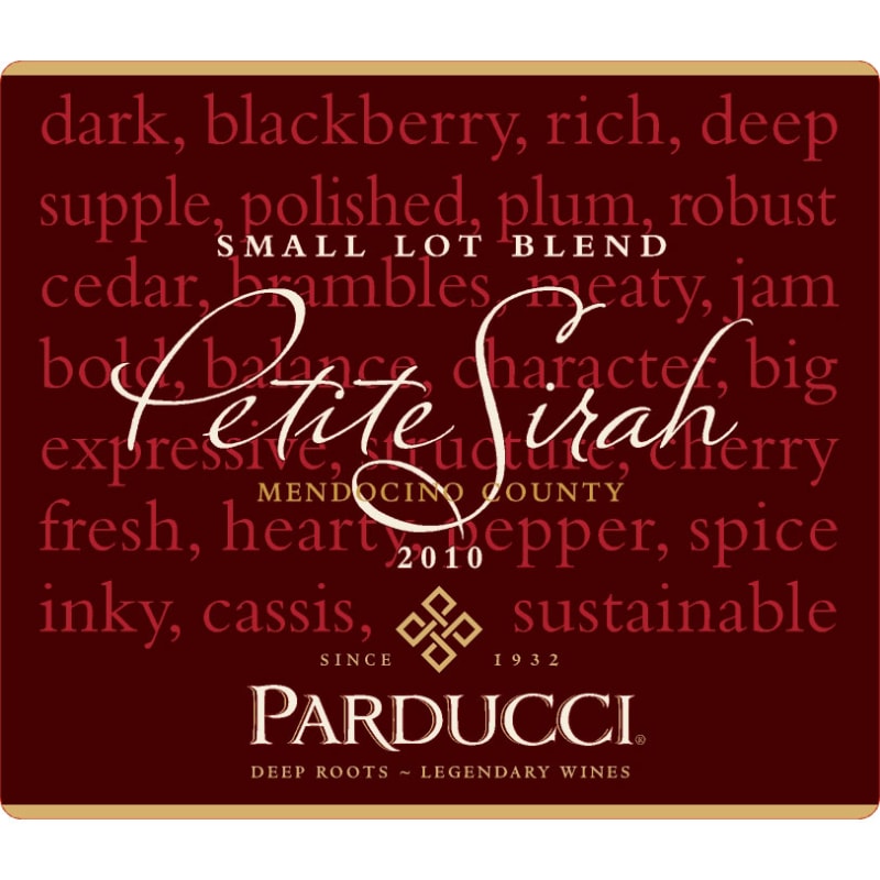 Parducci Small Lot Petite Sirah 2010 Front Label