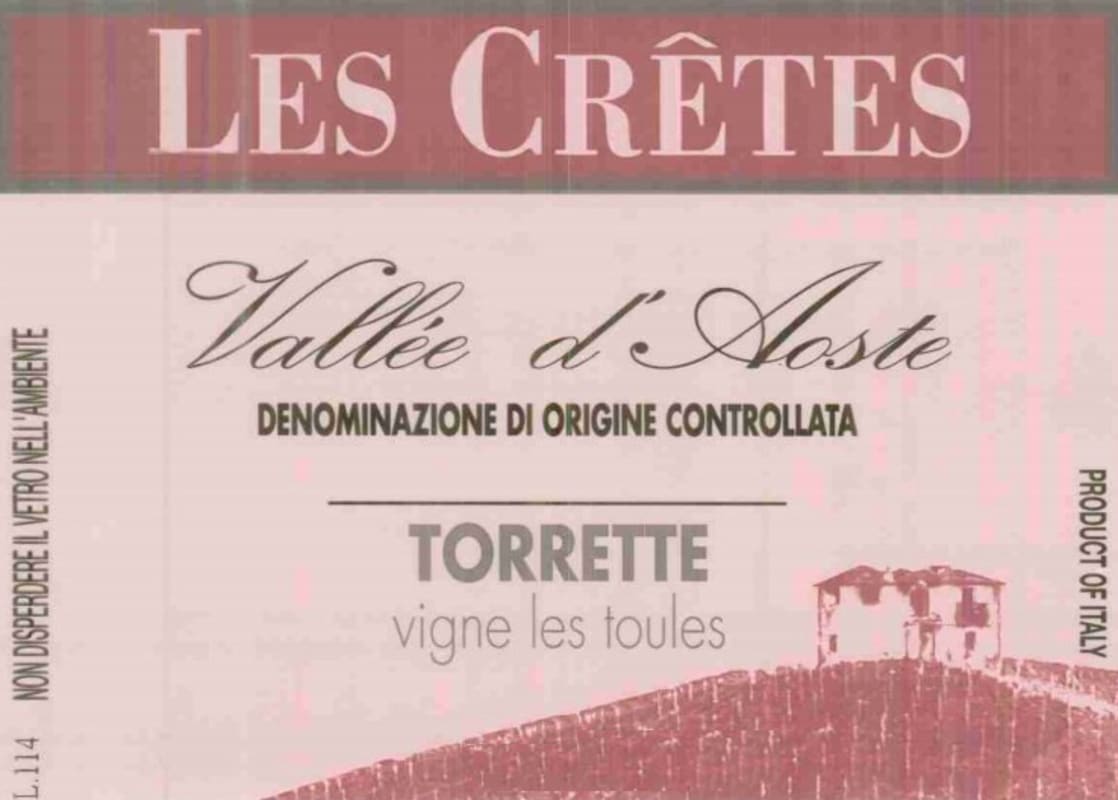 Les Cretes Aosta Valley Valle d'Aosta Torrette 2009 Front Label