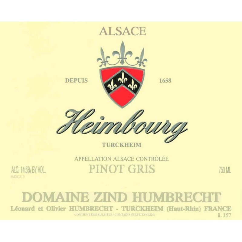 Zind-Humbrecht Heimbourg Pinot Gris 1996 Front Label