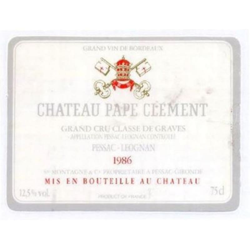 Chateau Pape Clement 1986 Front Label