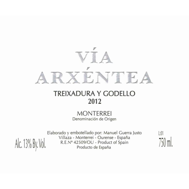 Via Arxentea Treixadura Y Godello 2012 Front Label