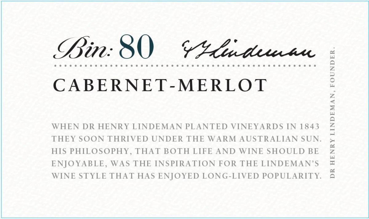 Lindeman’s Bin Series Bin 80 Cabernet-Merlot 2015 Front Label
