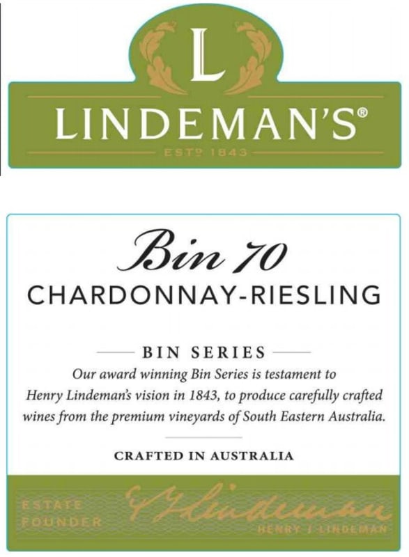Lindeman’s Bin Series Bin 70 Chardonnay-Riesling 2014 Front Label