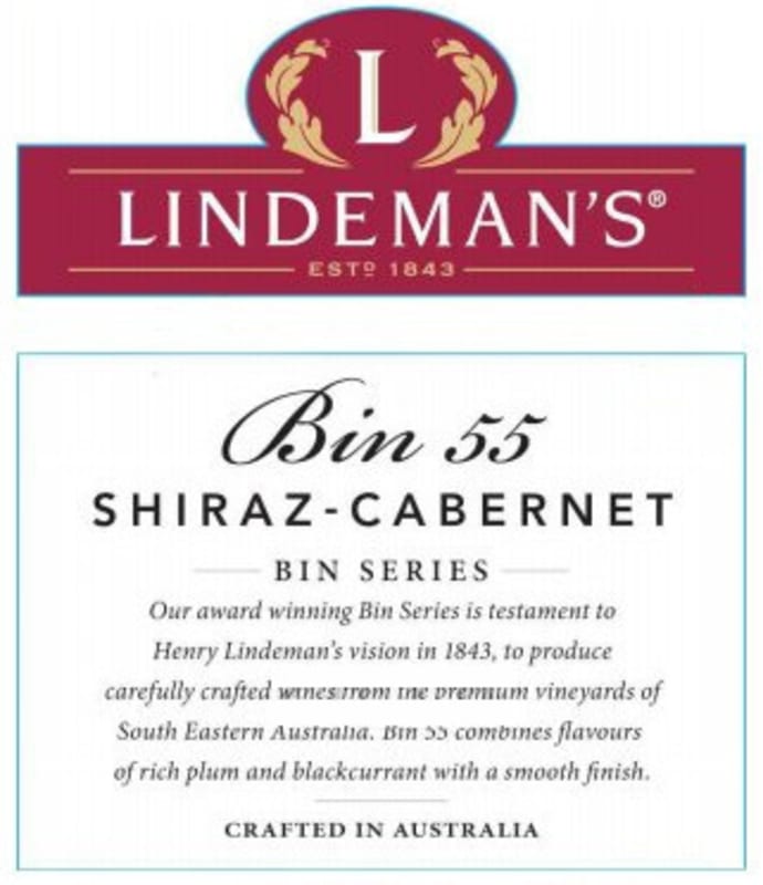 Lindeman’s Bin Series Bin 55 Shiraz-Cabernet 2013 Front Label