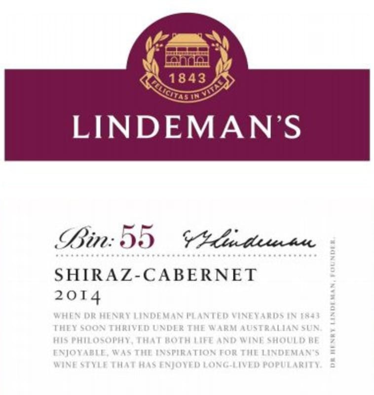 Lindeman’s Bin Series Bin 55 Shiraz-Cabernet 2014 Front Label