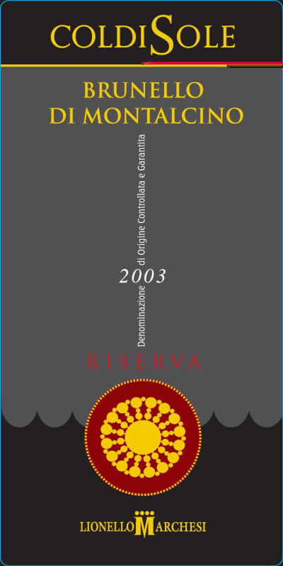 Castello di Monastero ColdiSole Brunello di Montalcino Riserva 2003 Front Label