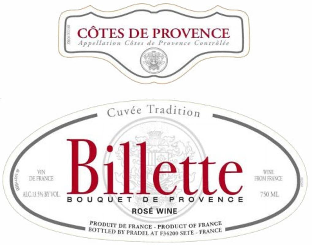 Listel Billette Cotes de Provence Rose 2014 Front Label